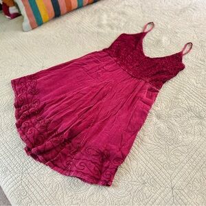 Magenta Spaghetti-Strap Mini Dress